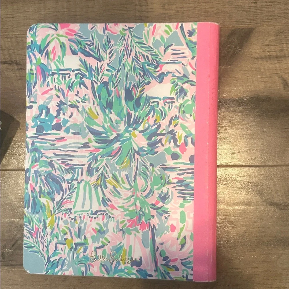 Lilly Pulitzer Blue and Yellow Floral Tote and used notebook - Picture 6 of 10